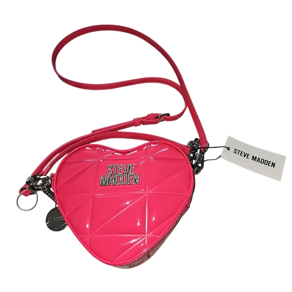 Steve Madden Handbags - Steve Madden Vibrant Pink Heart Crossbody Bag